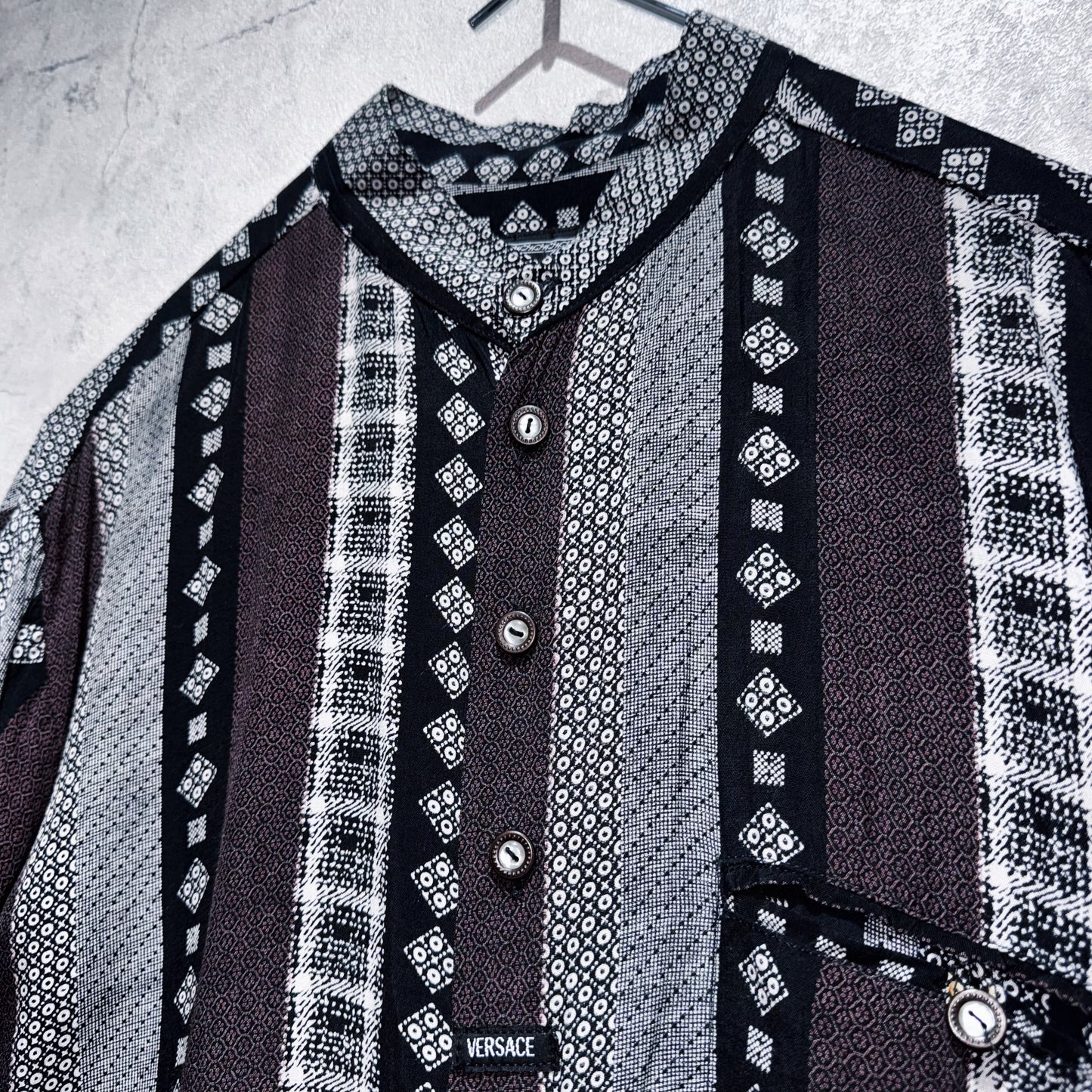"VERSACE"switching pattern design short sleeve shirt