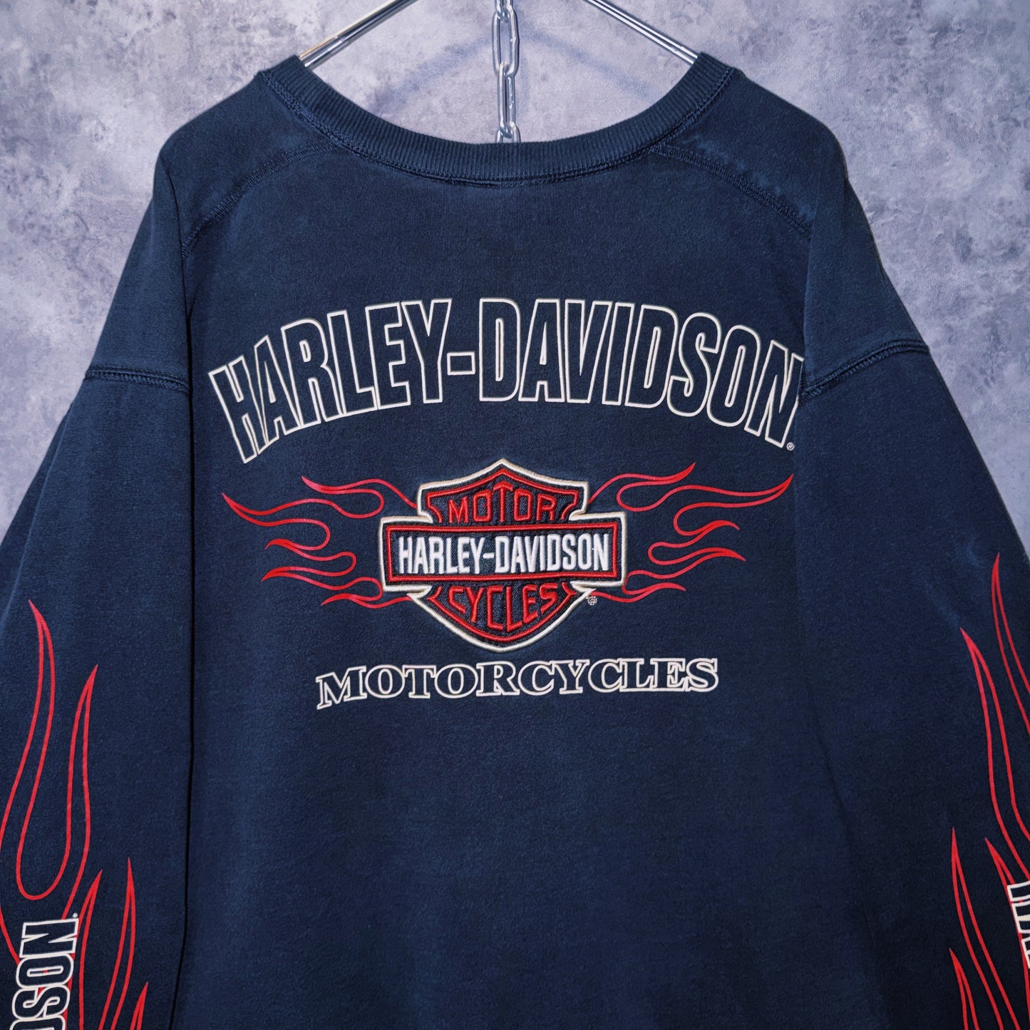 【doppio】90’s vintage “Harley-Davidson” fire pattern design long sleeve T-shirt