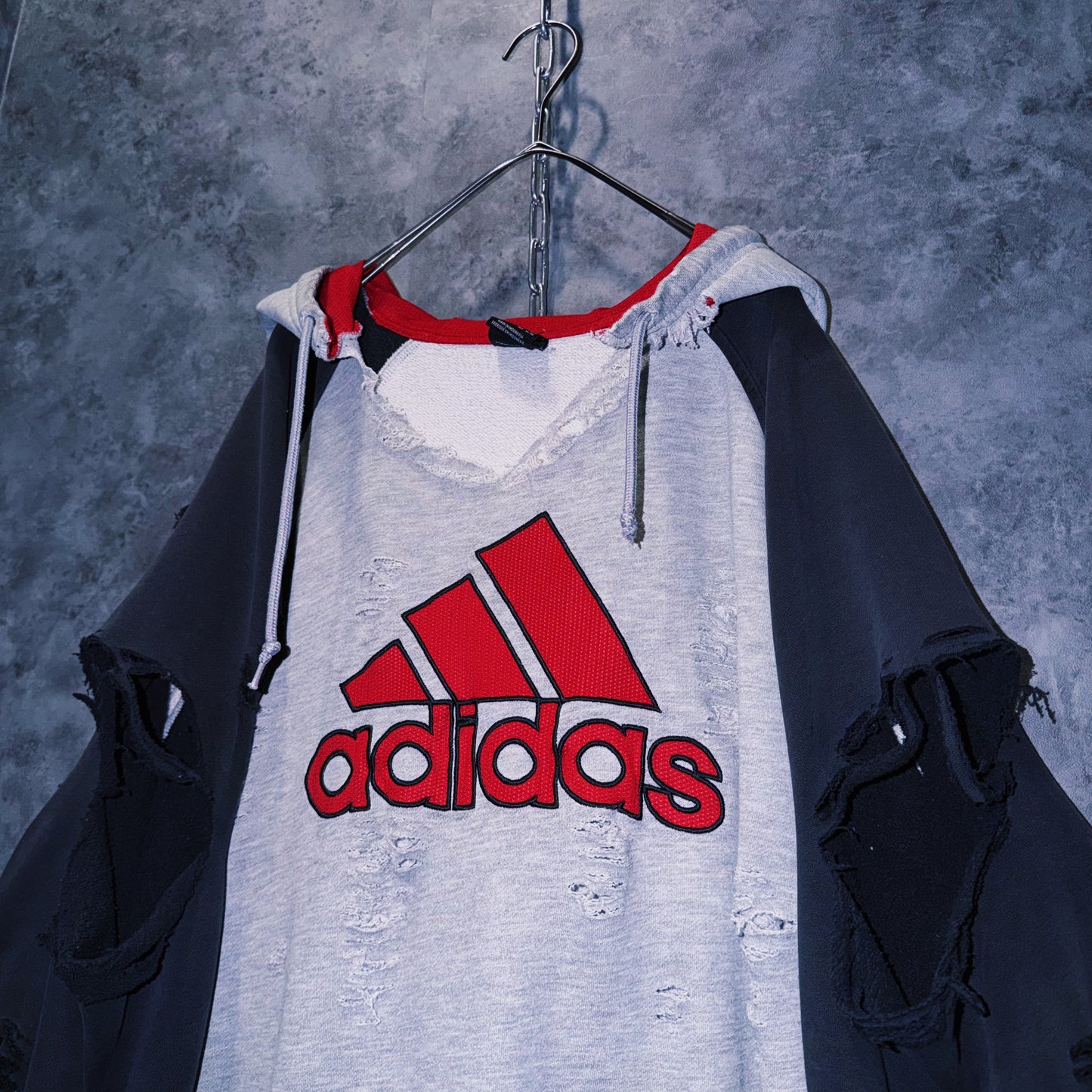 【doppio】vintage “adidas” performance logo embroidery design boro custom sweat hoodie