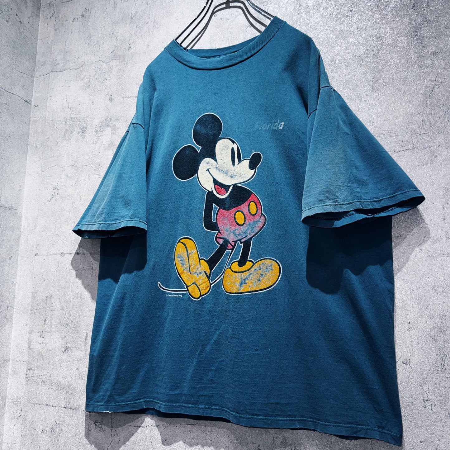 00's"Mickey Mouse"Nile blue color single graphic print T shirt
