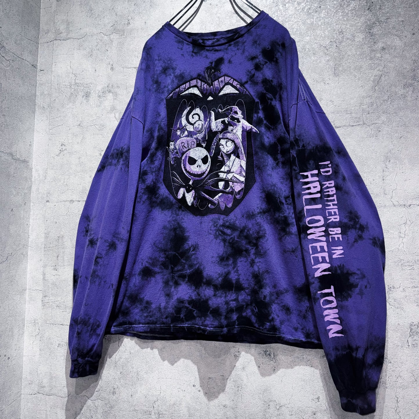 "Nightmare before Christmas"characters graphic design long sleeve Tie-Dye T shirt