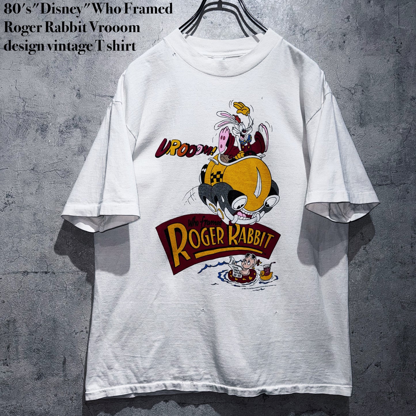 80's"Disney"Who Framed Roger Rabbit Vrooom design vintage T shirt