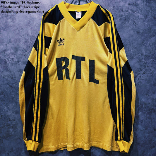 【doppio】90’s vintage “FC Sochaux-Montbéliard” three stripe design long sleeve game shirt