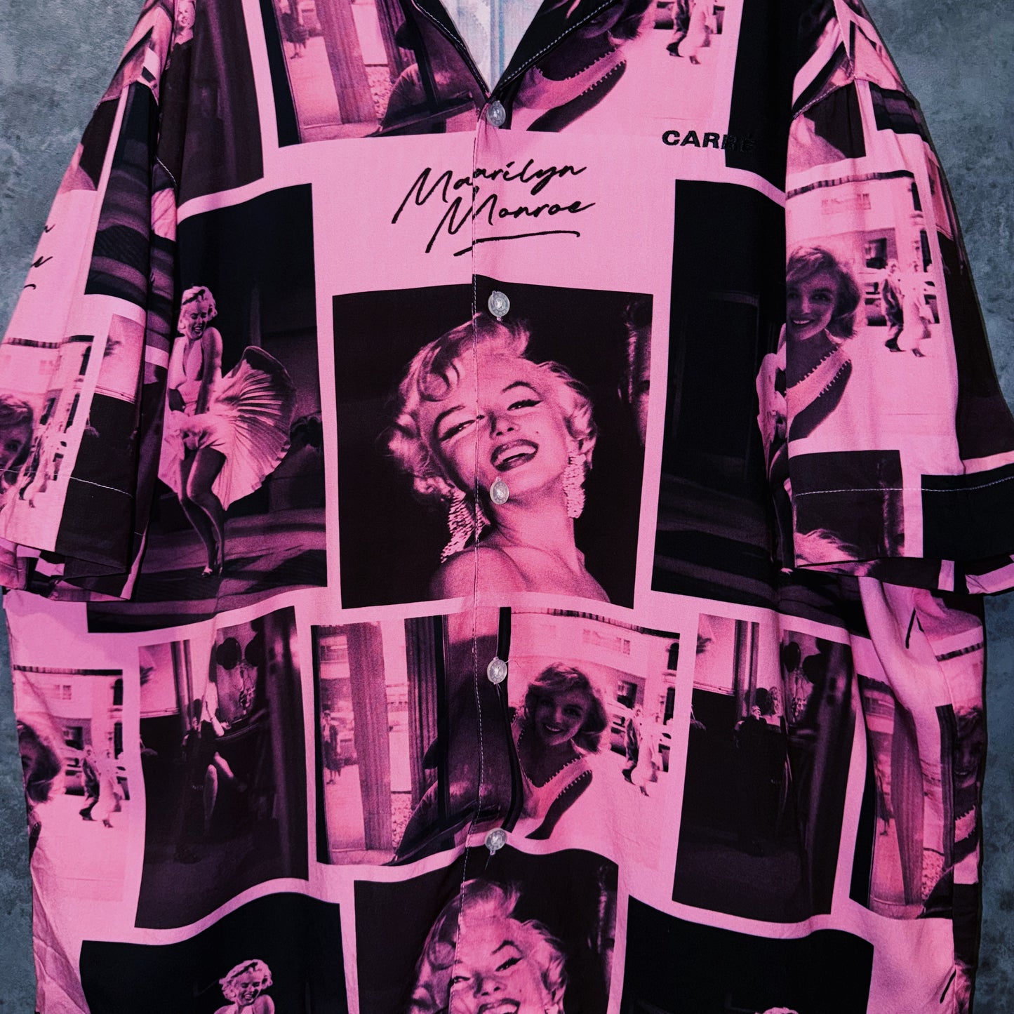 【doppio】vintage “Marilyn Monroe” print design open collar shirt