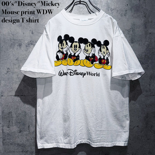 00's"Disney"Mickey Mouse print WDW design T shirt