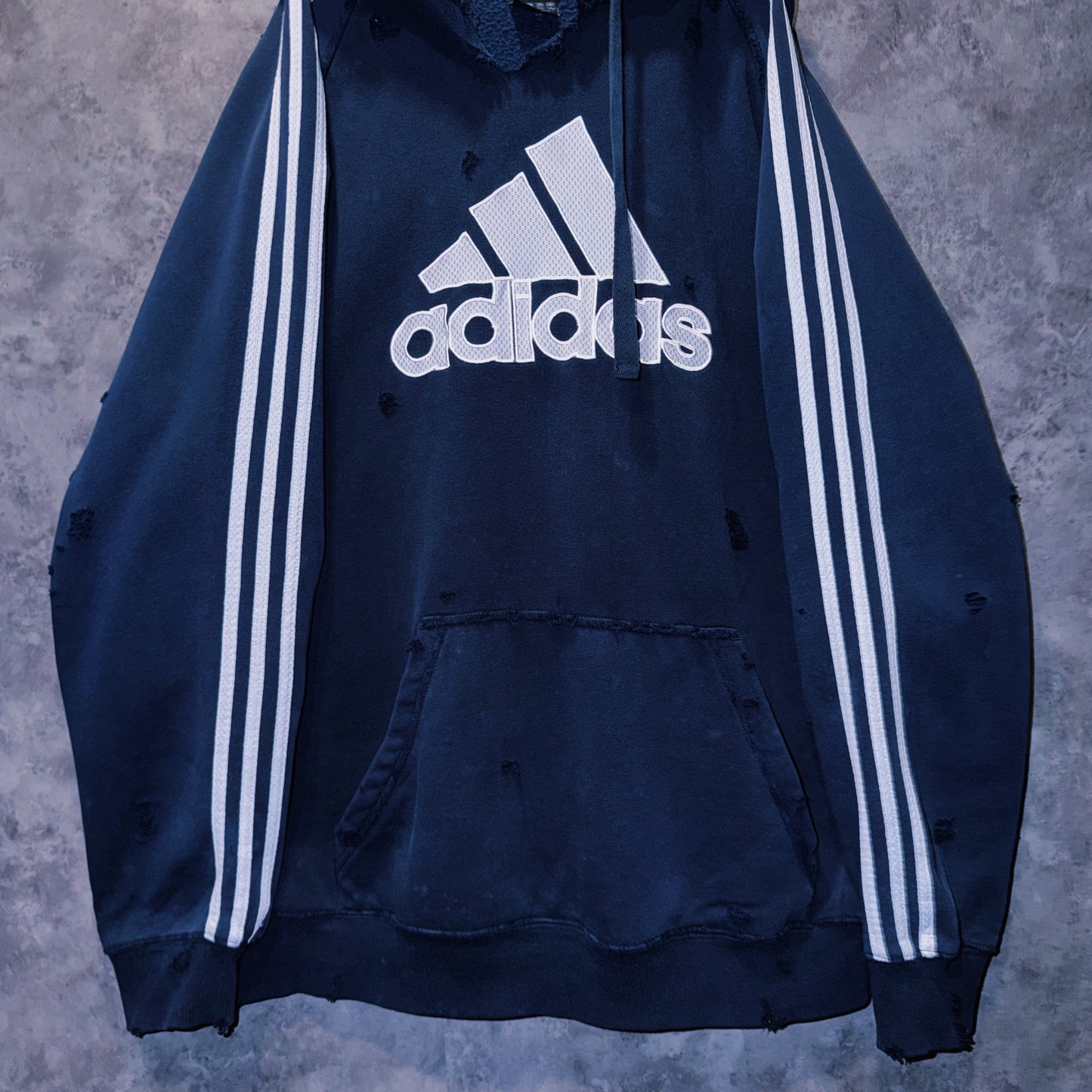 【doppio】vintage “adidas” three stripe design boro custom sweat hoodie