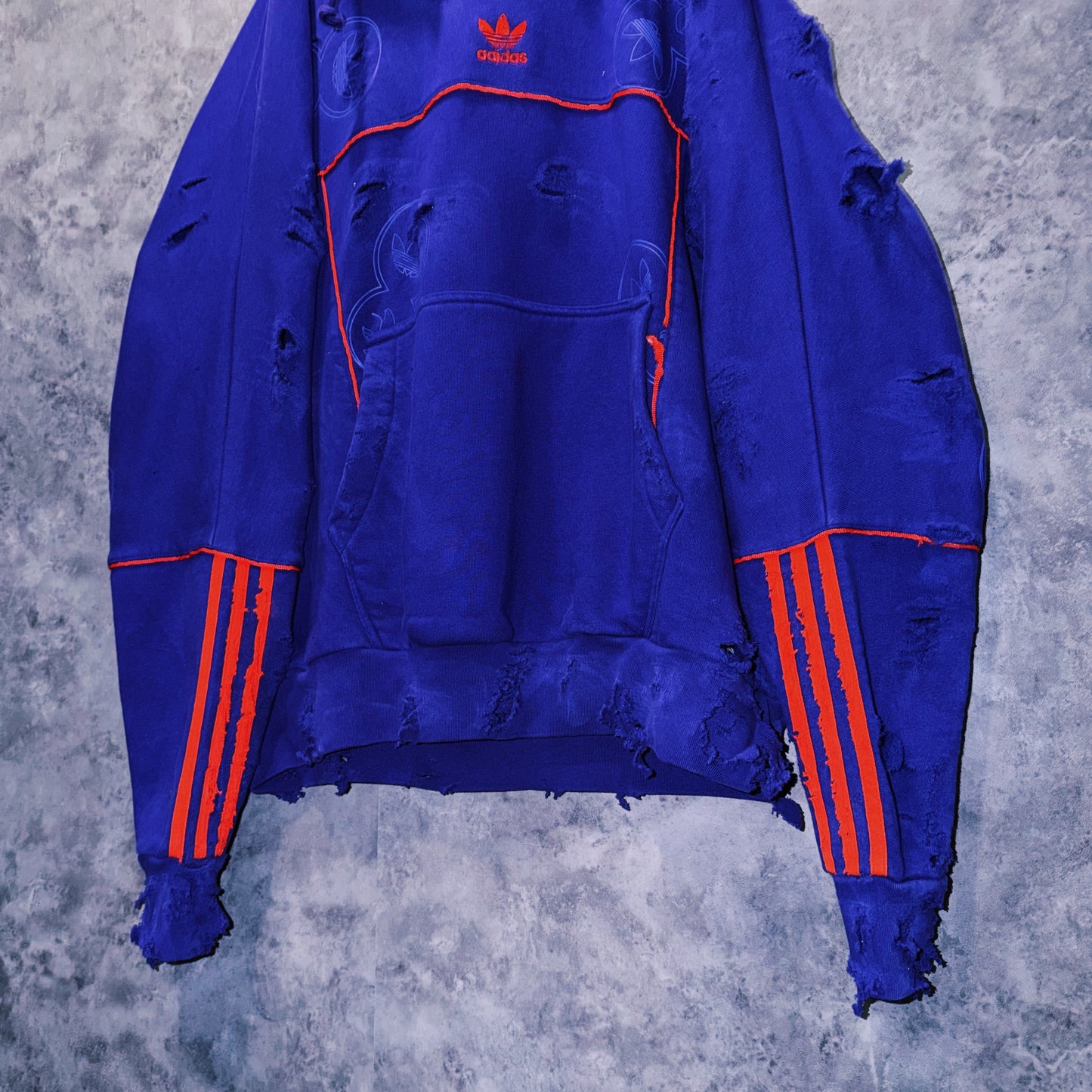 【doppio】vintage “adidas” three stripe design boro custom sweat hoodie