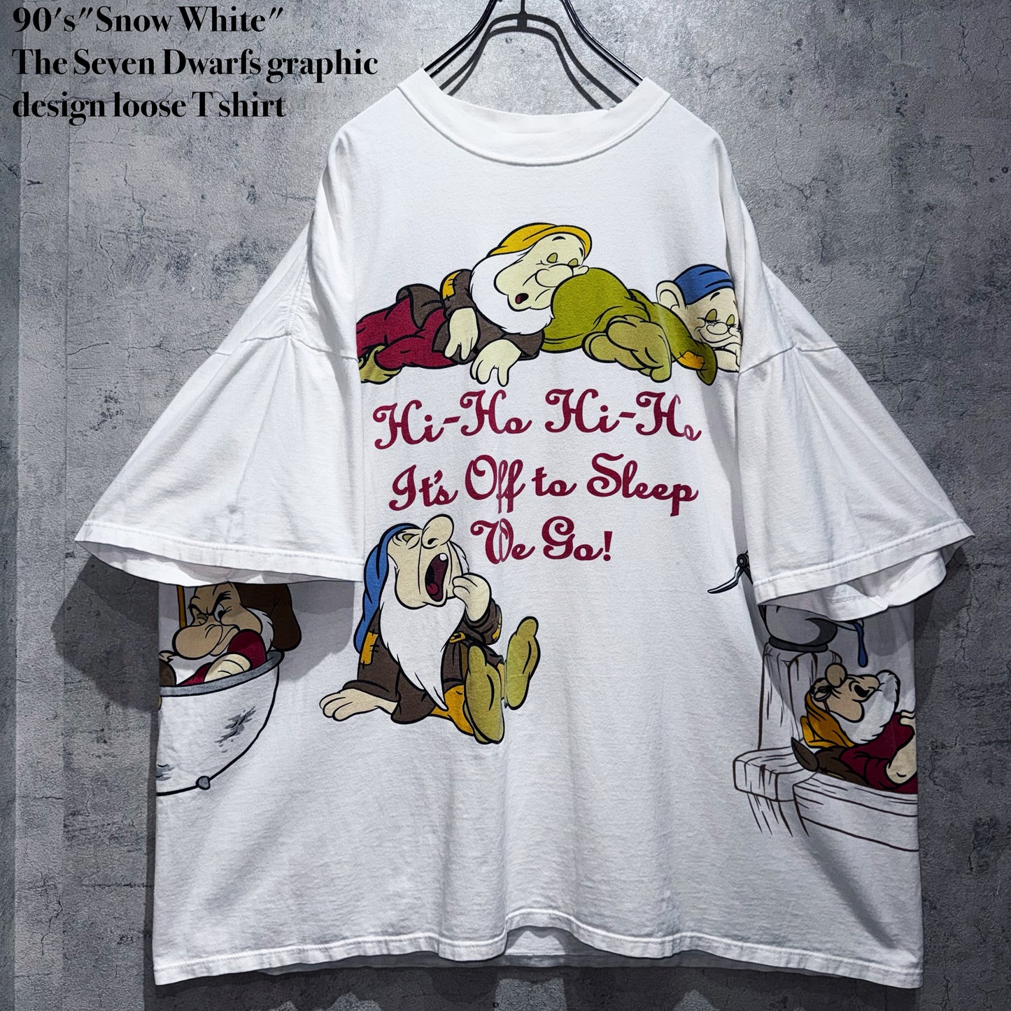 90's"Snow White"The Seven Dwarfs graphic design loose T shirt