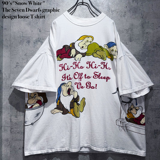 90's"Snow White"The Seven Dwarfs graphic design loose T shirt