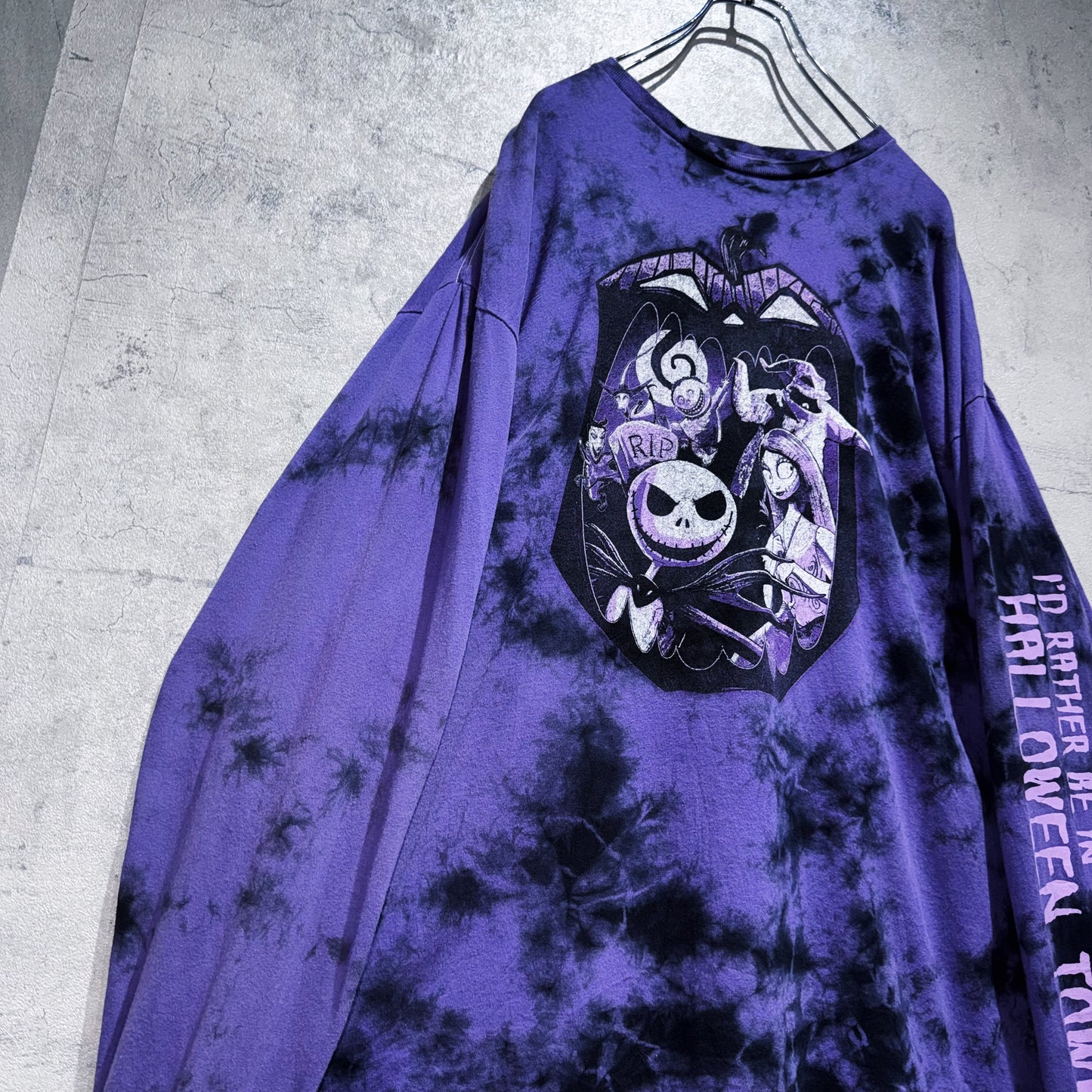 "Nightmare before Christmas"characters graphic design long sleeve Tie-Dye T shirt