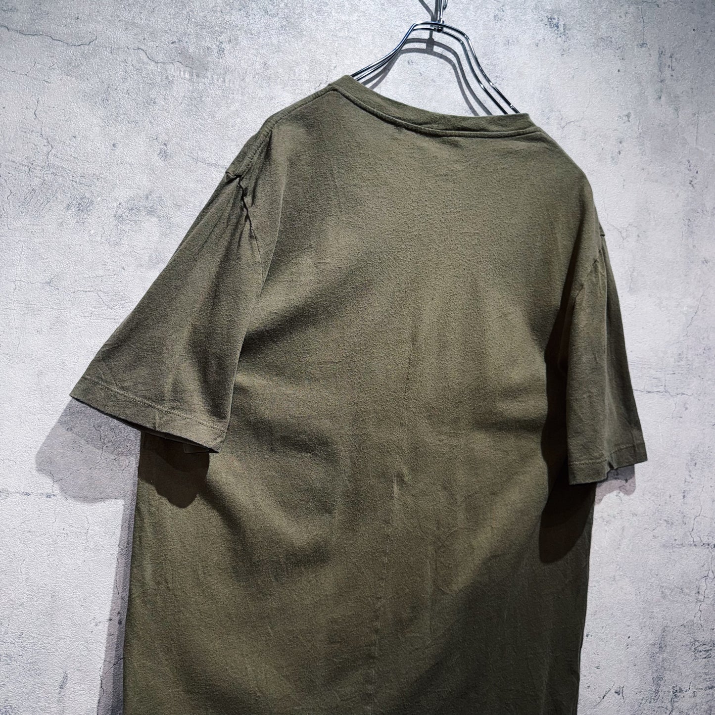 "HELMUT LANG"graphic long design olive color T shirt
