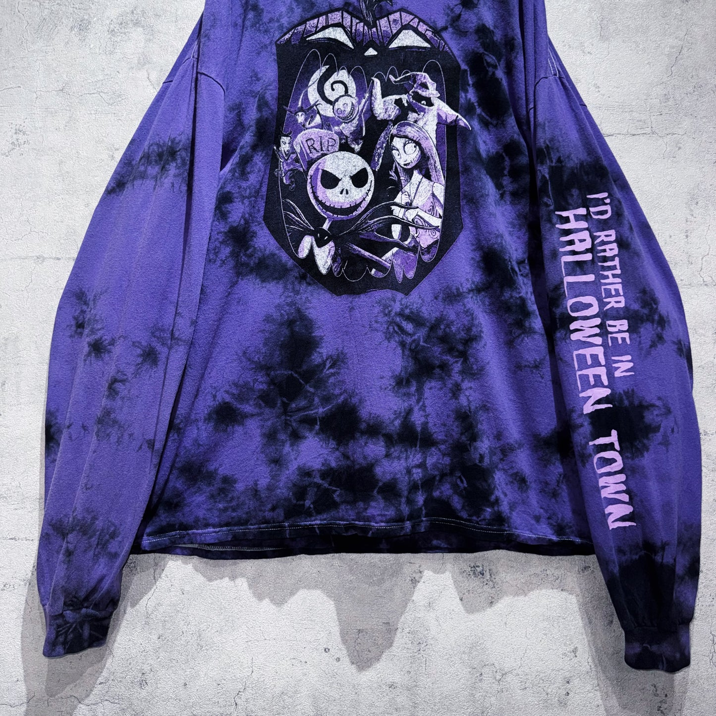 "Nightmare before Christmas"characters graphic design long sleeve Tie-Dye T shirt