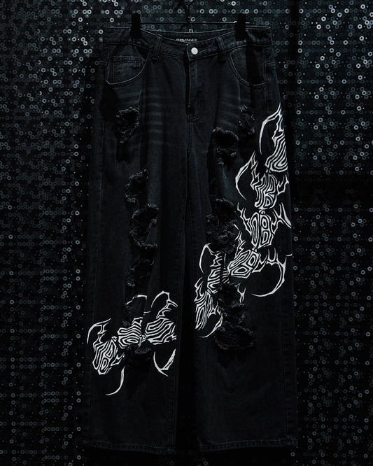 【ÆIEM】"RƎ:STANCE” Hand-Painted Reconstructed Denim