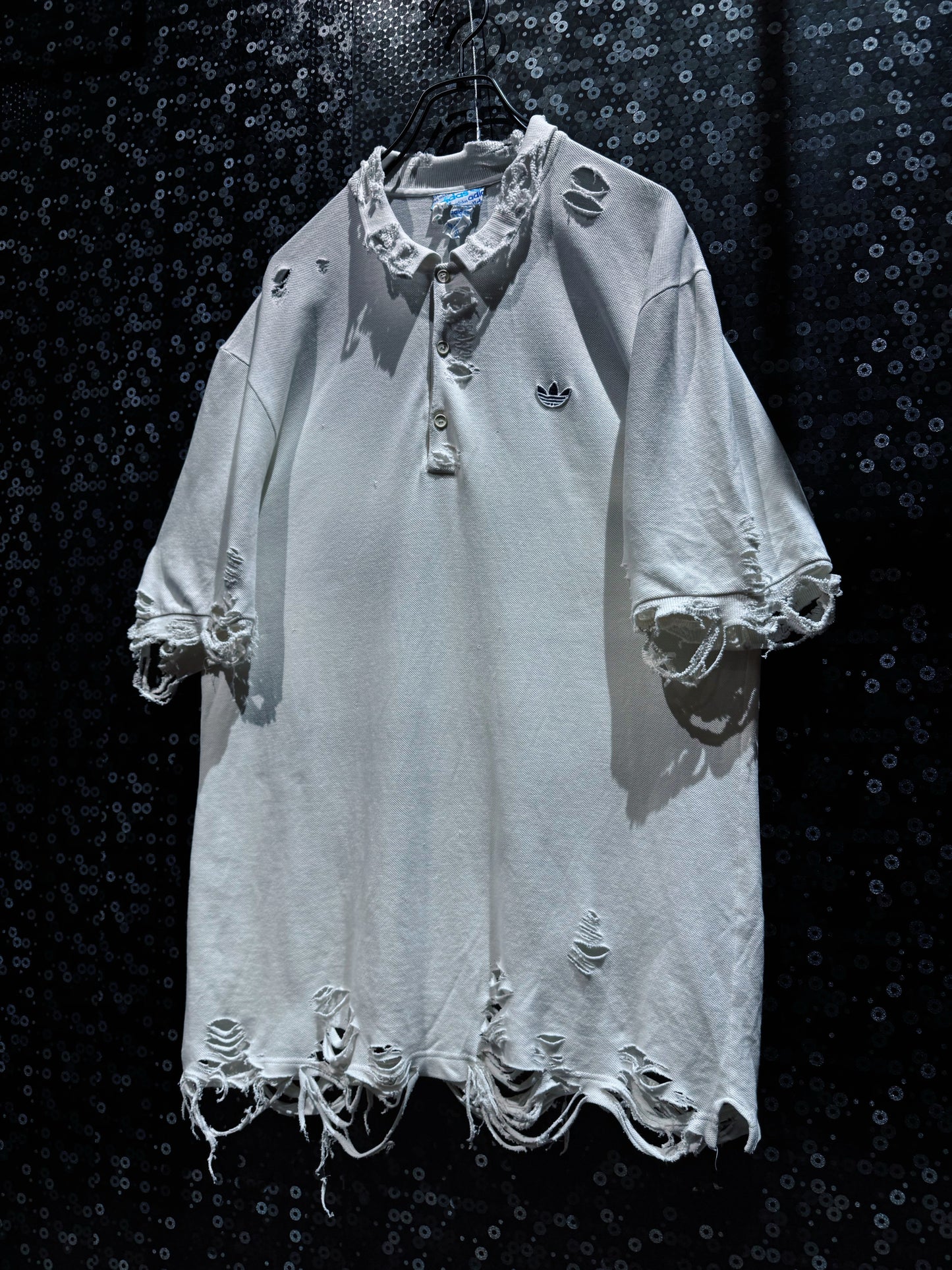 【ÆIEM】original”boro”remake adidas Trefoil Destroy Polo Shirt “white DUST”