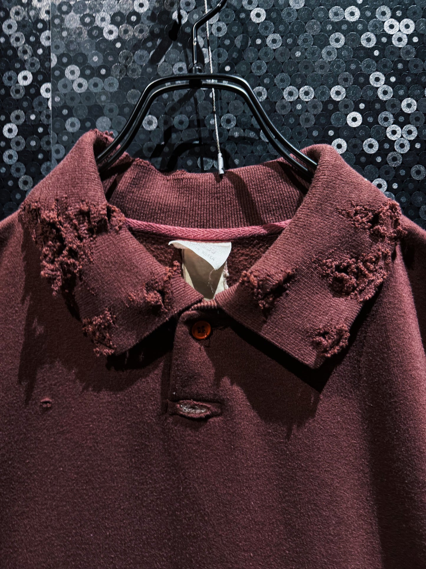 【ÆIEM】original”boro”remake adidas Trefoil Destroy Polo Shirt “BROWN DUST"