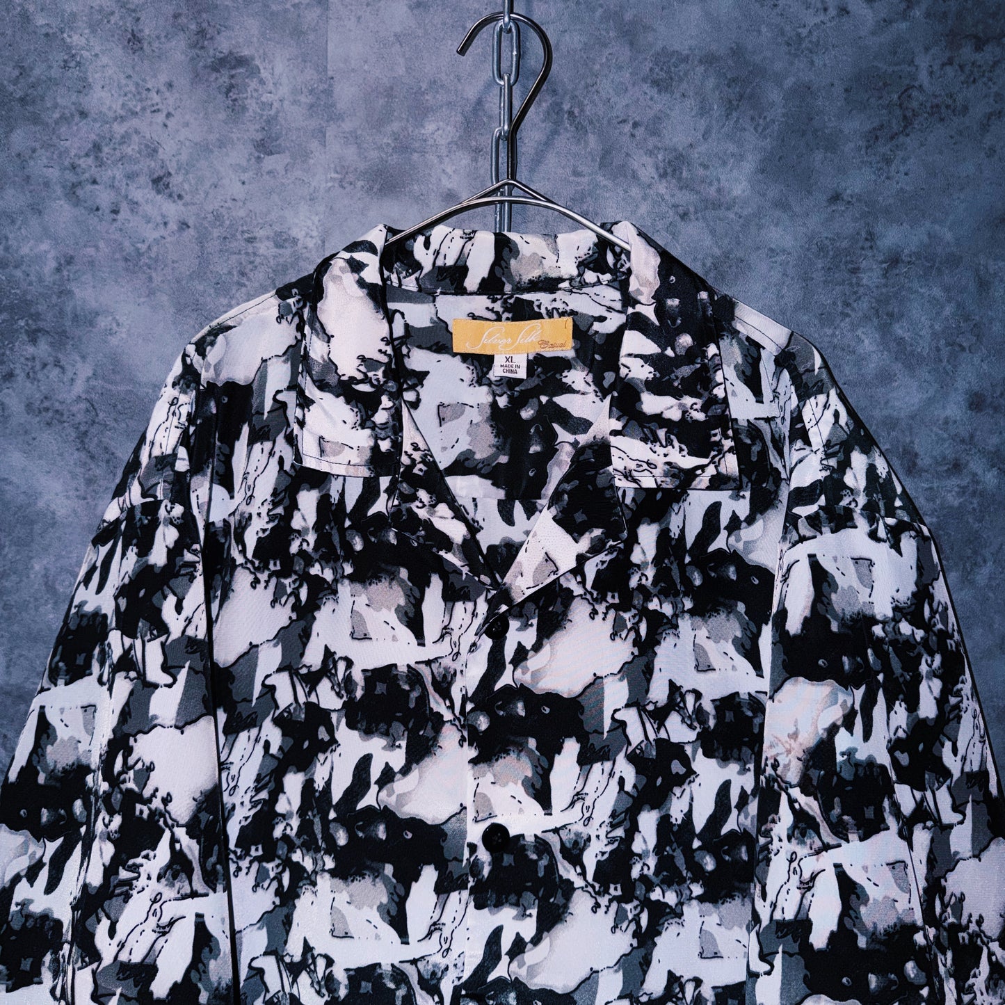 【doppio】vintage graphic print design open collar shirt