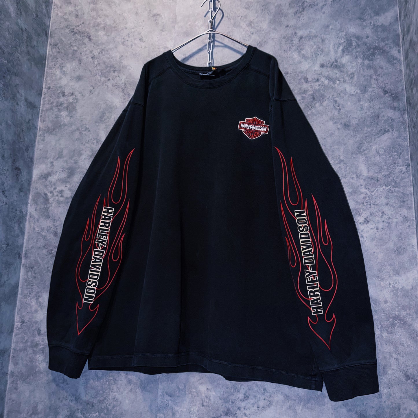 【doppio】90’s vintage “Harley-Davidson” fire pattern design long sleeve T-shirt
