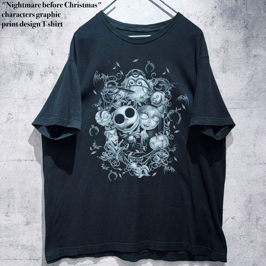 "Nightmare before Christmas"characters graphic print design T shirt