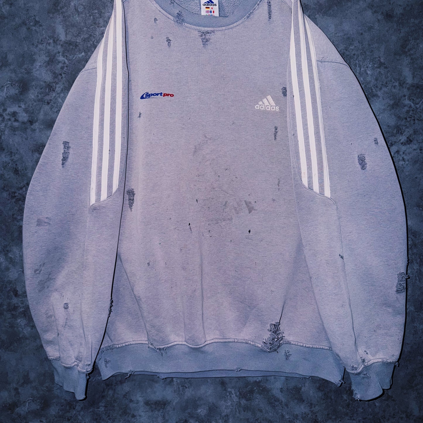 【doppio】vintage “adidas” three stripe design boro custom sweat pullover