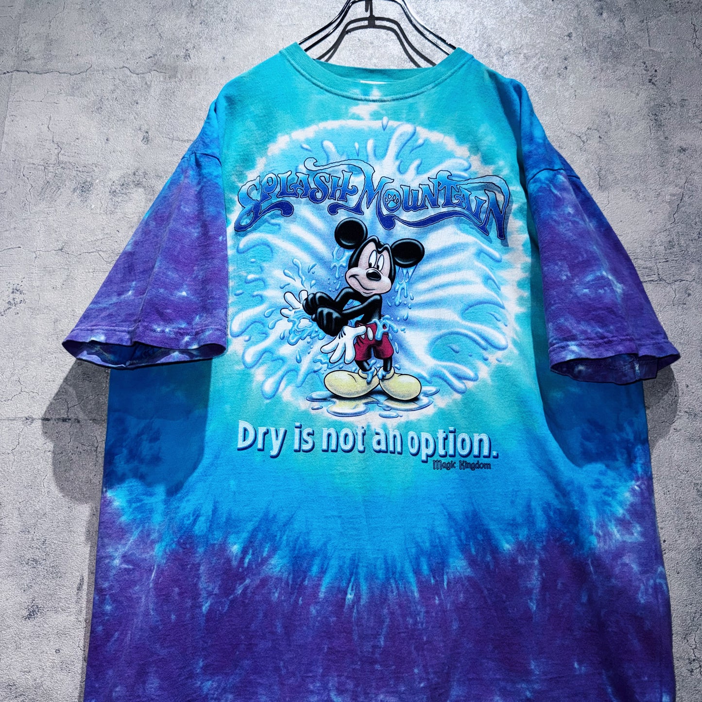 00's"SPLASH MOUNTAIN"Mickey Mouse single design Tie-Dye T shirt