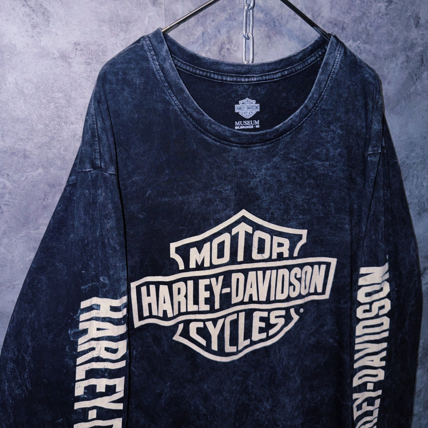 【doppio】vintage “Harley-Davidson” logo print design long sleeve T-shirt