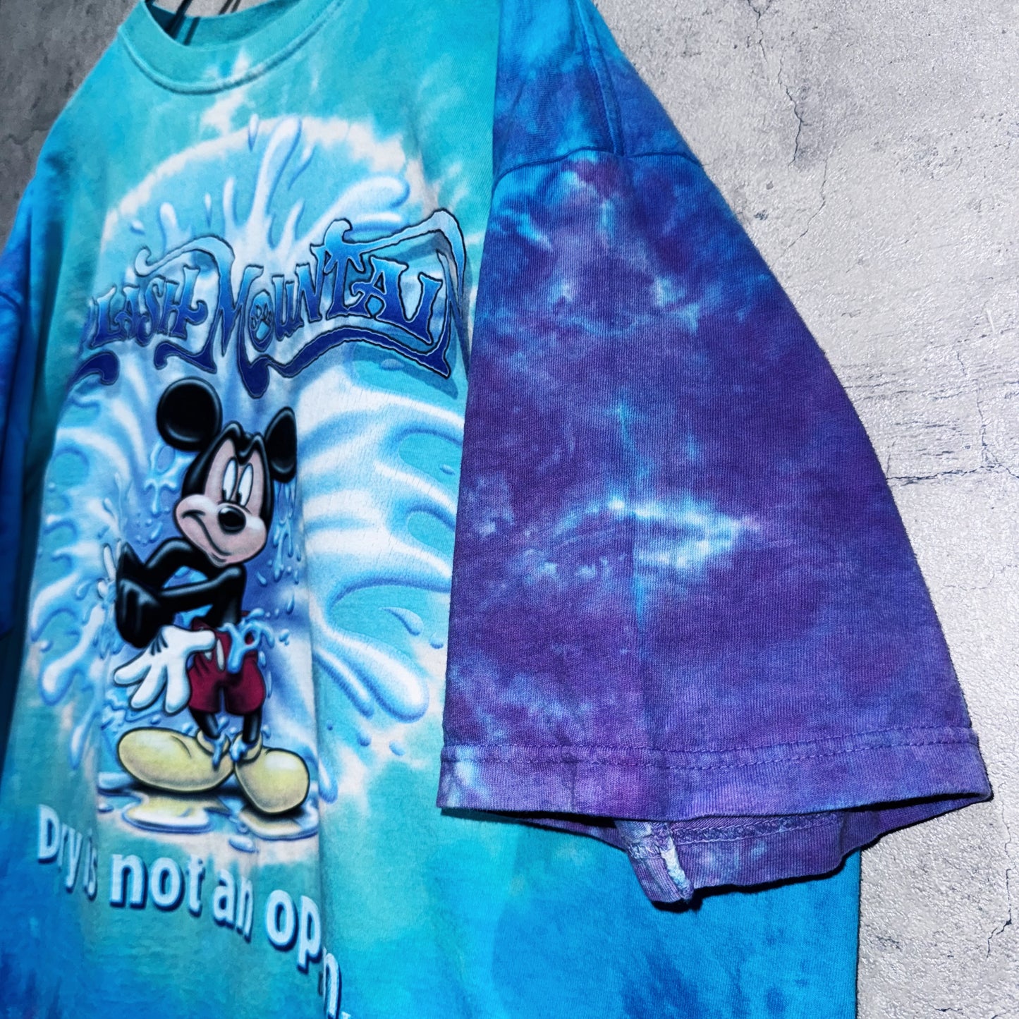 00's"SPLASH MOUNTAIN"Mickey Mouse single design Tie-Dye T shirt