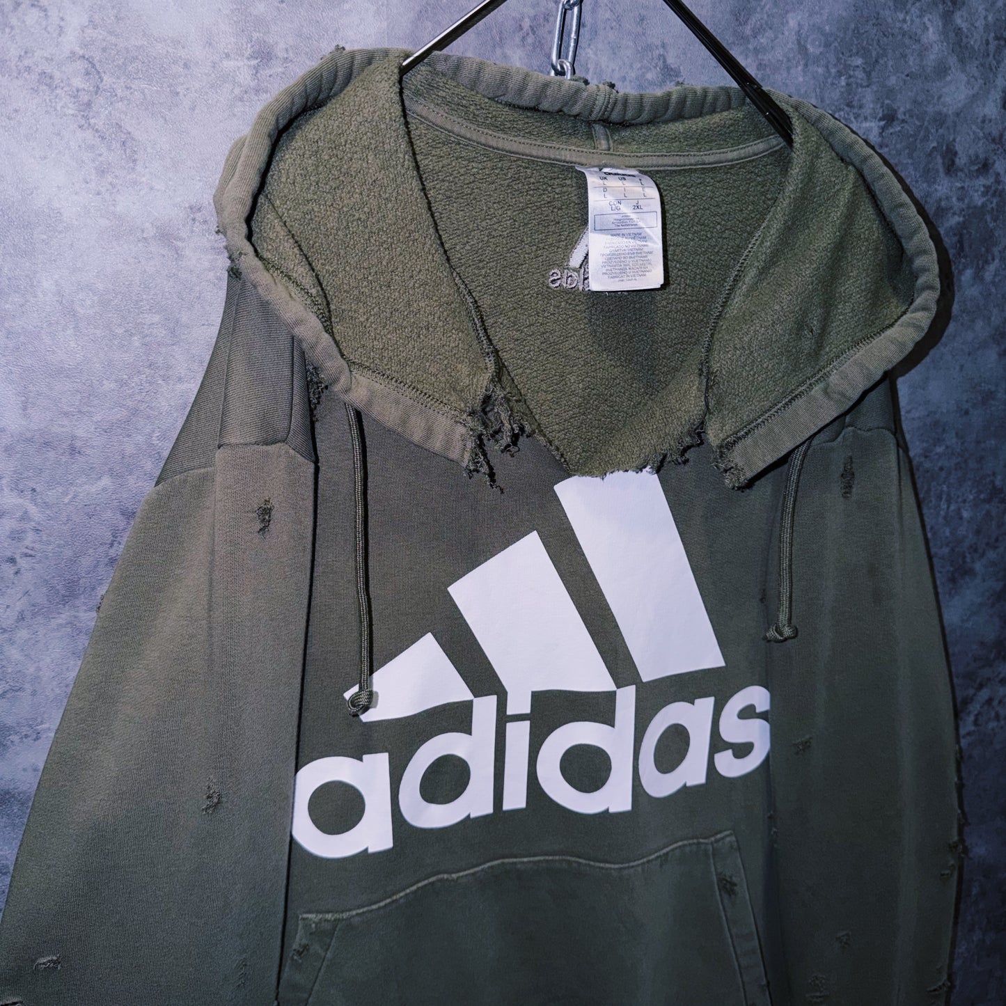 【doppio】90’s vintage “adidas” performance logo design boro custom sweat hoodie