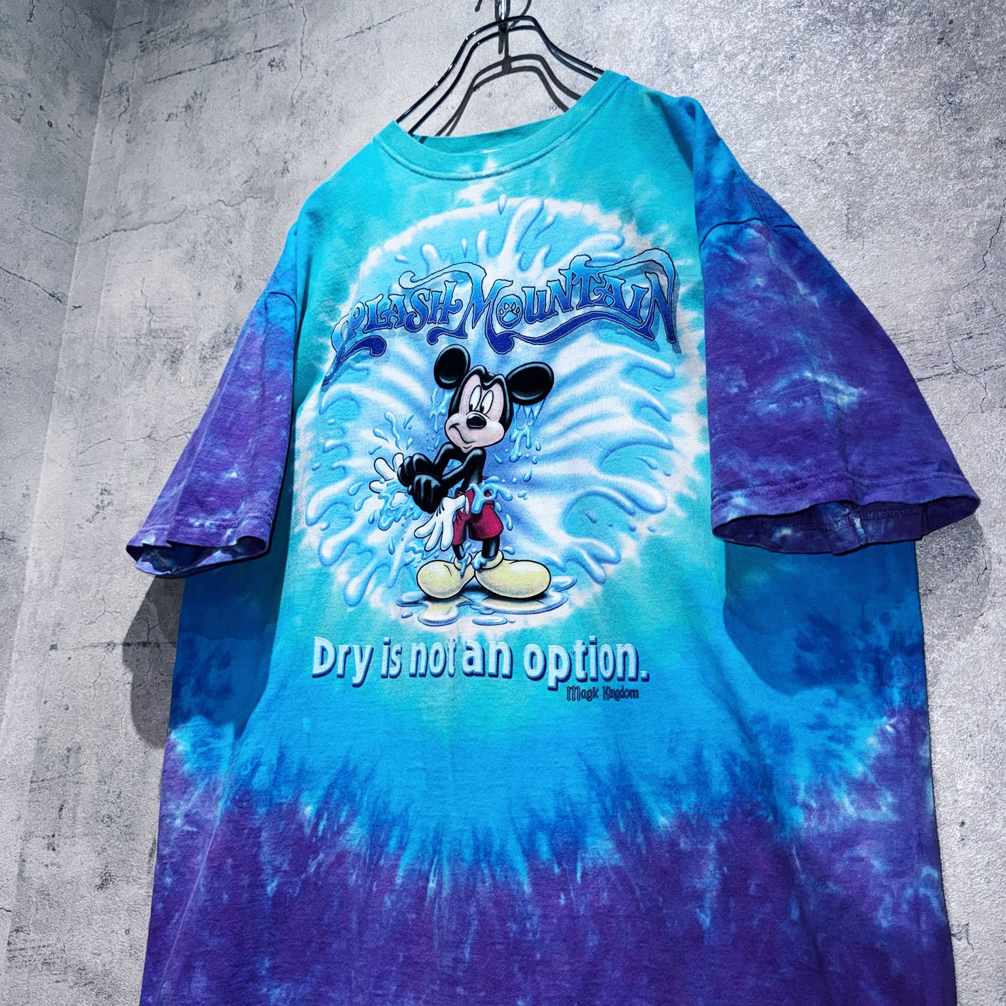00's"SPLASH MOUNTAIN"Mickey Mouse single design Tie-Dye T shirt
