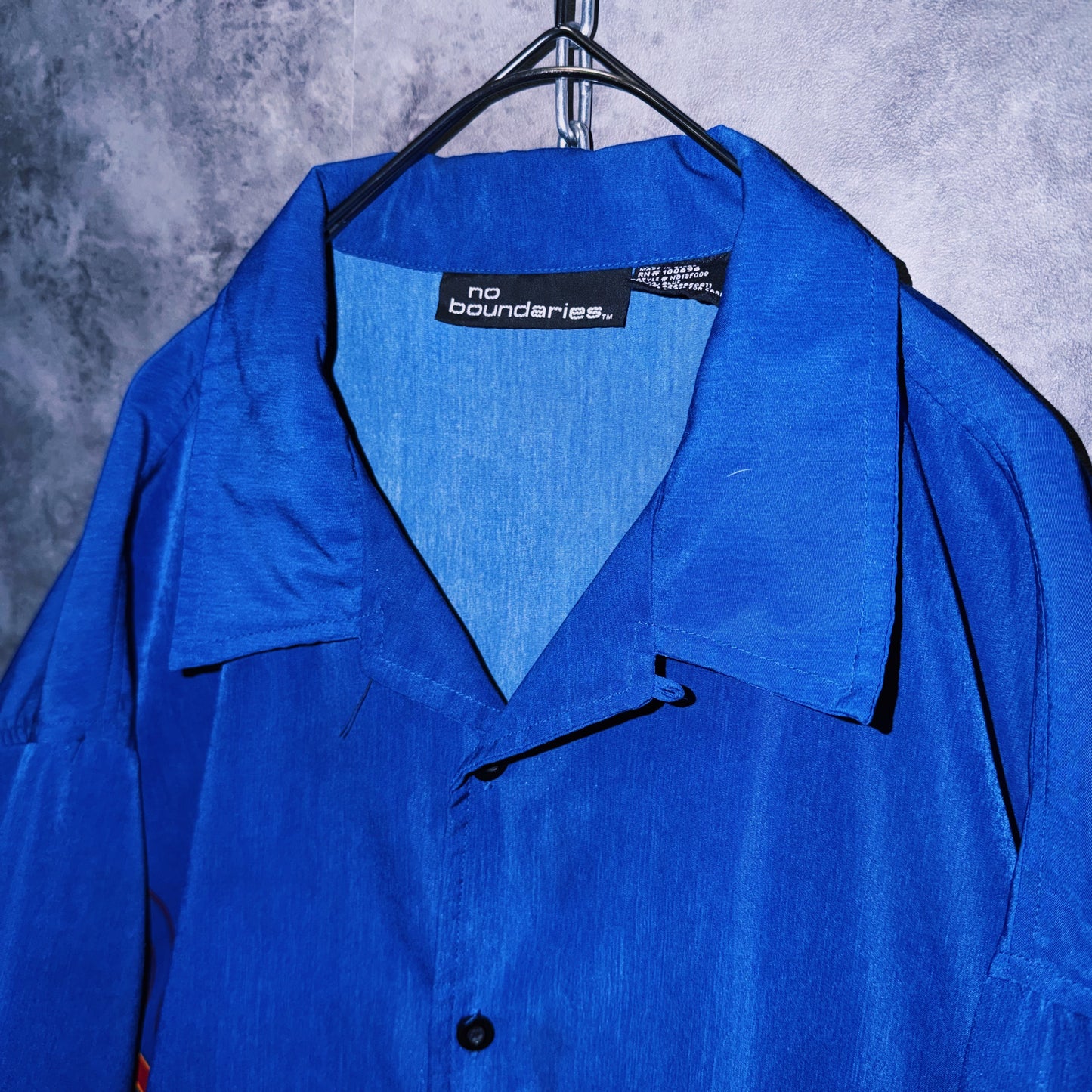 【doppio】vintage fire pattern print design open collar shirt