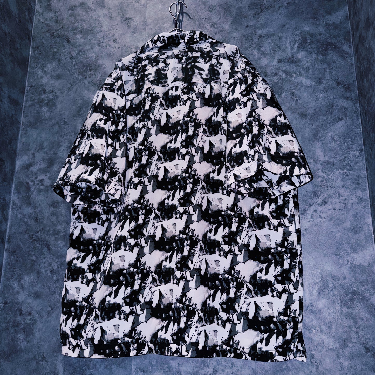 【doppio】vintage graphic print design open collar shirt