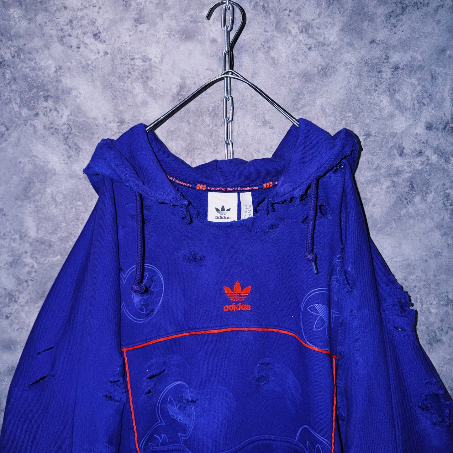 【doppio】vintage “adidas” three stripe design boro custom sweat hoodie