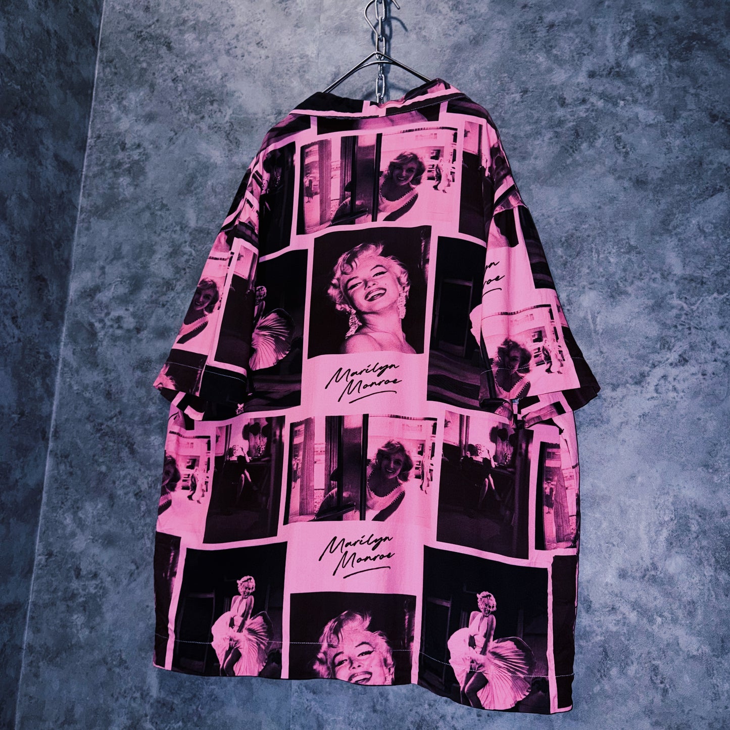 【doppio】vintage “Marilyn Monroe” print design open collar shirt
