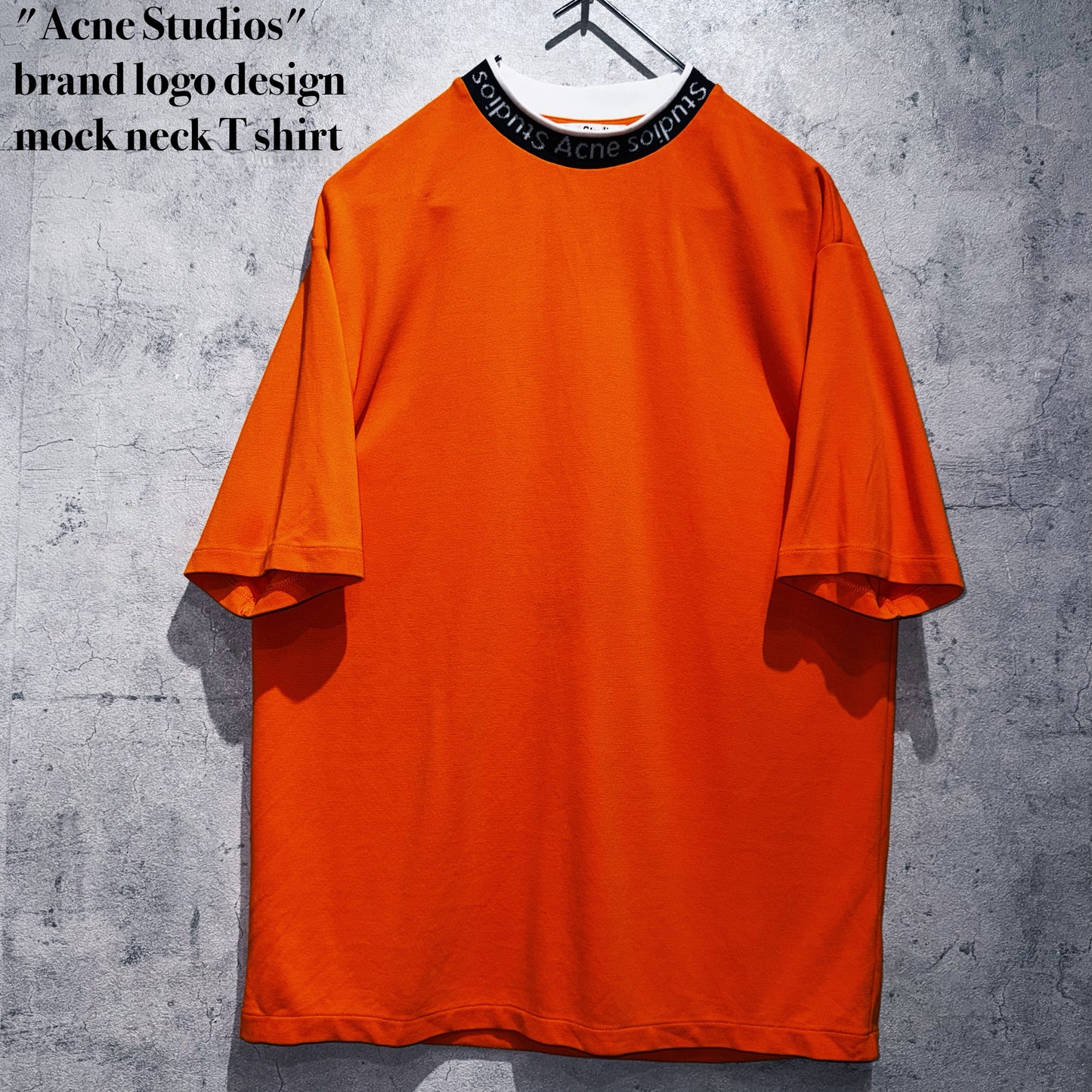 "Acne Studios"brand logo design mock neck T shirt