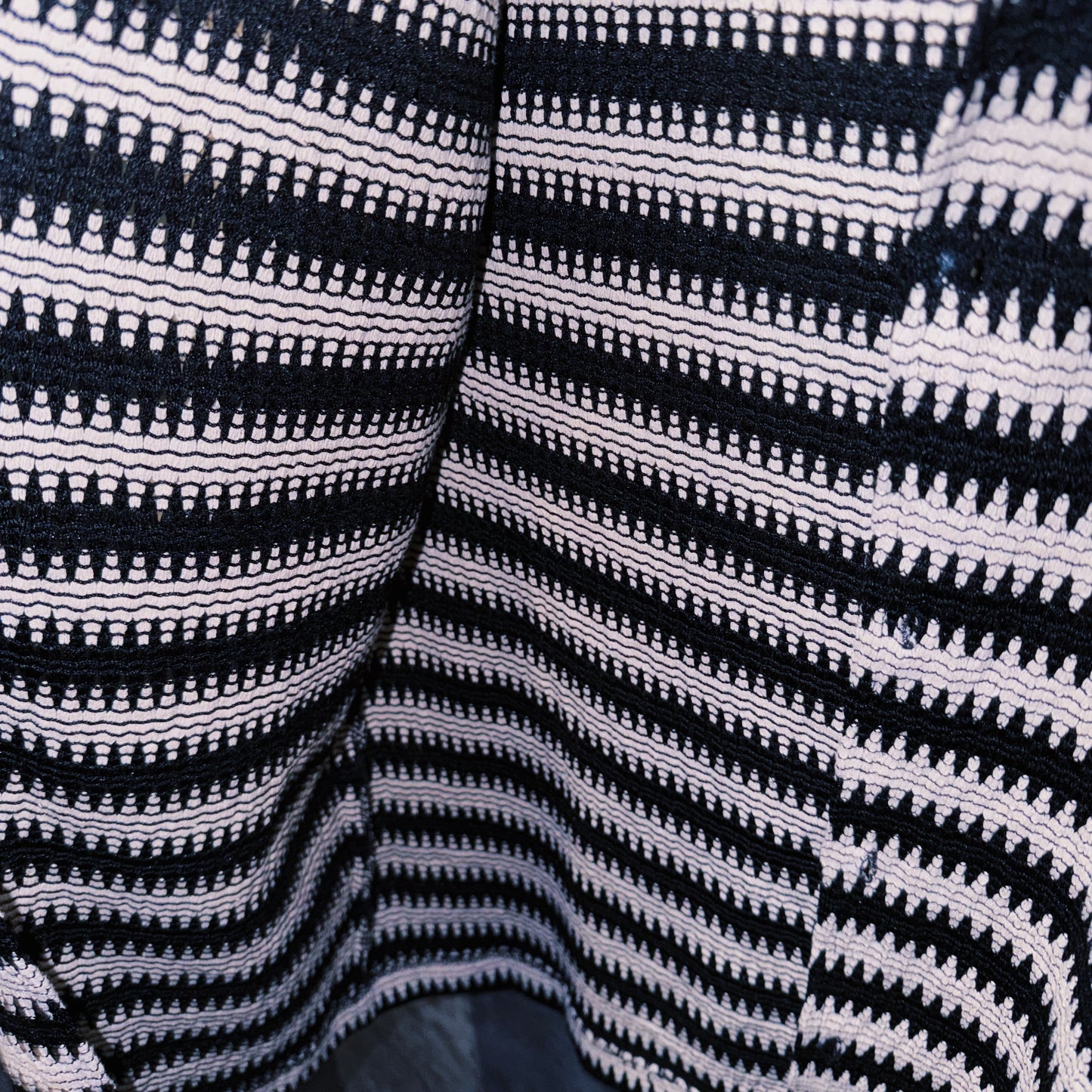 【doppio】vintage wave border design open collar shirt