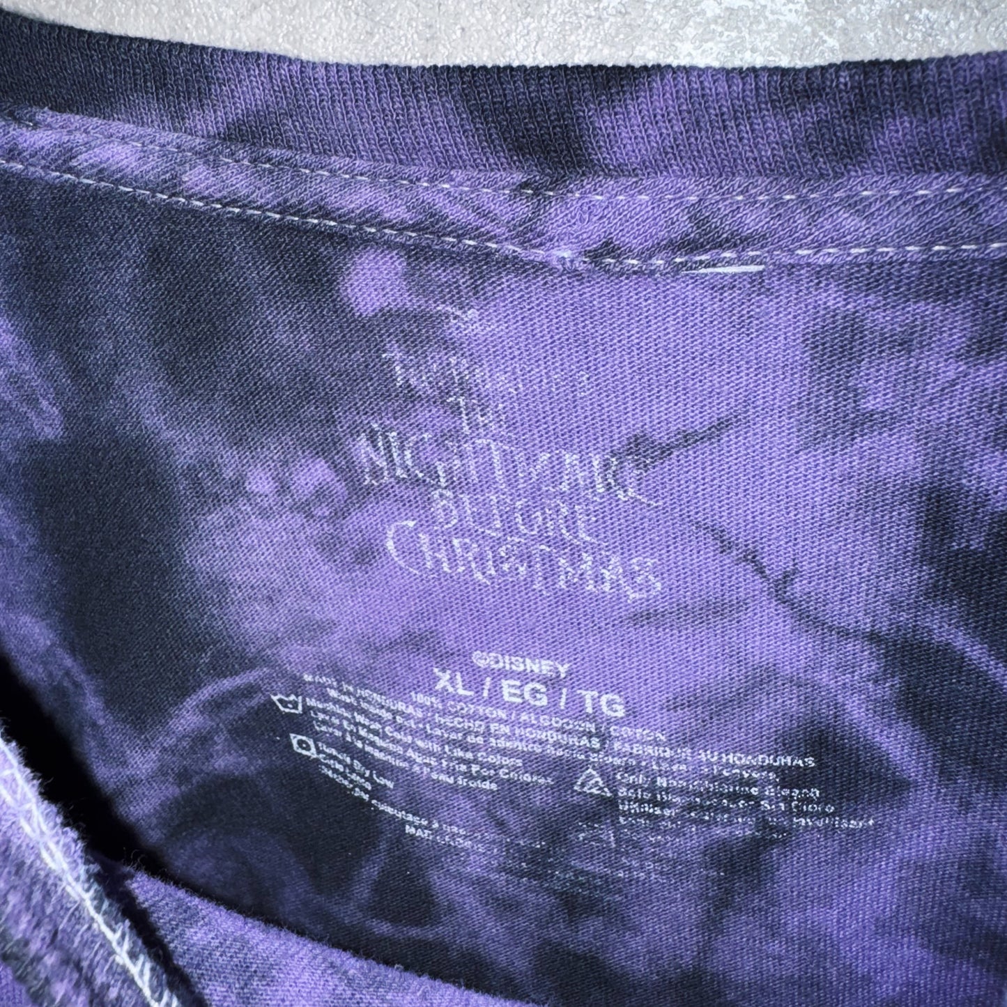"Nightmare before Christmas"characters graphic design long sleeve Tie-Dye T shirt