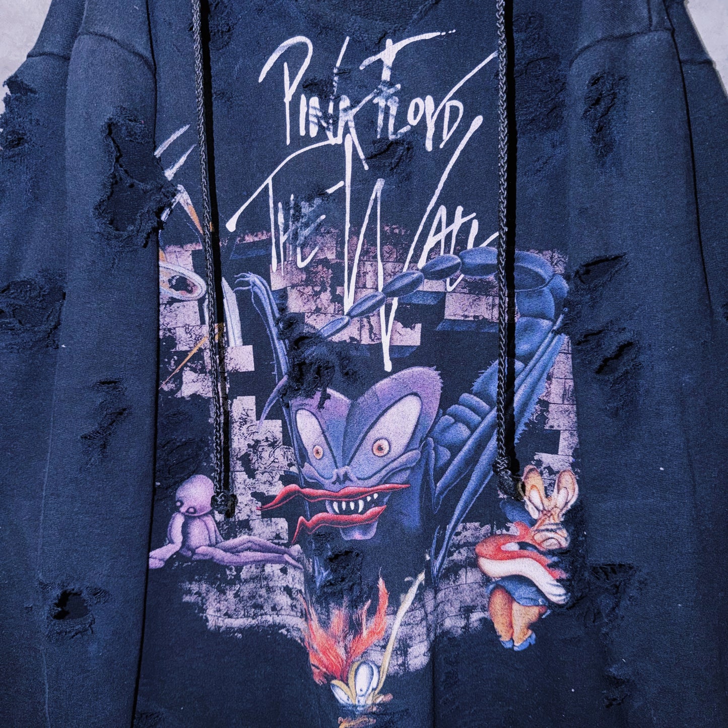 【doppio】vintage “Pink Floyd”The Wall” art design boro custom sweat hoodie