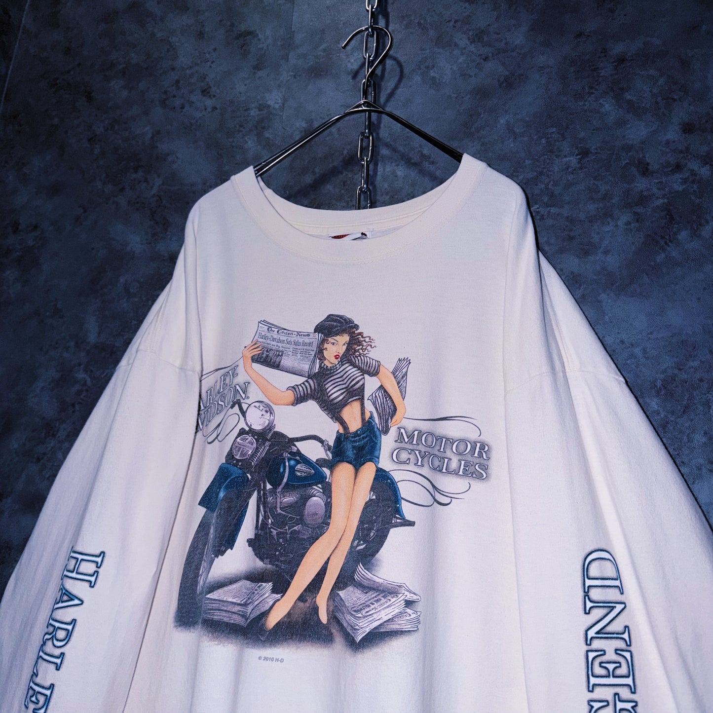 【doppio】vintage “Harley-Davidson” hot girl print design long sleeve T-shirt