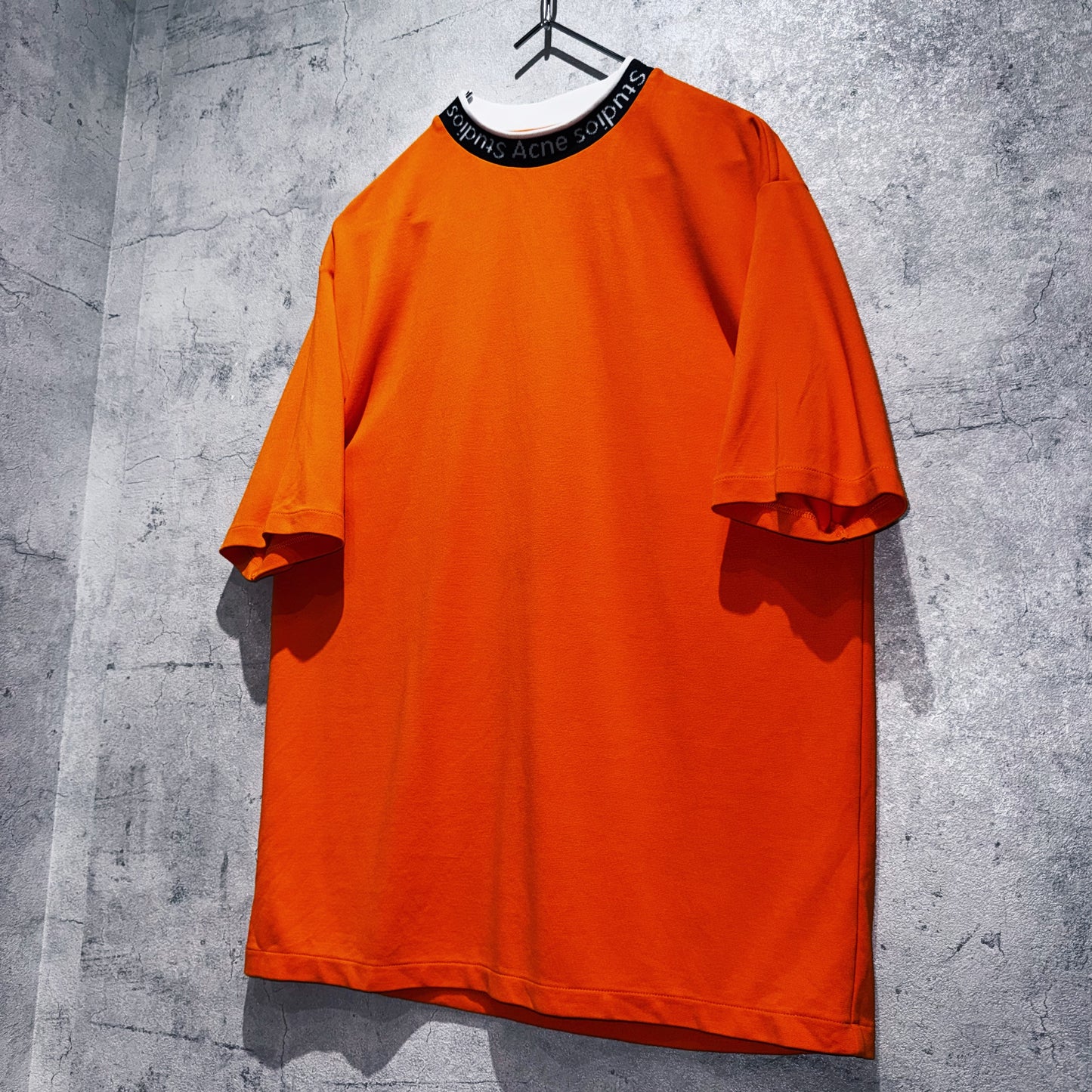 "Acne Studios"brand logo design mock neck T shirt