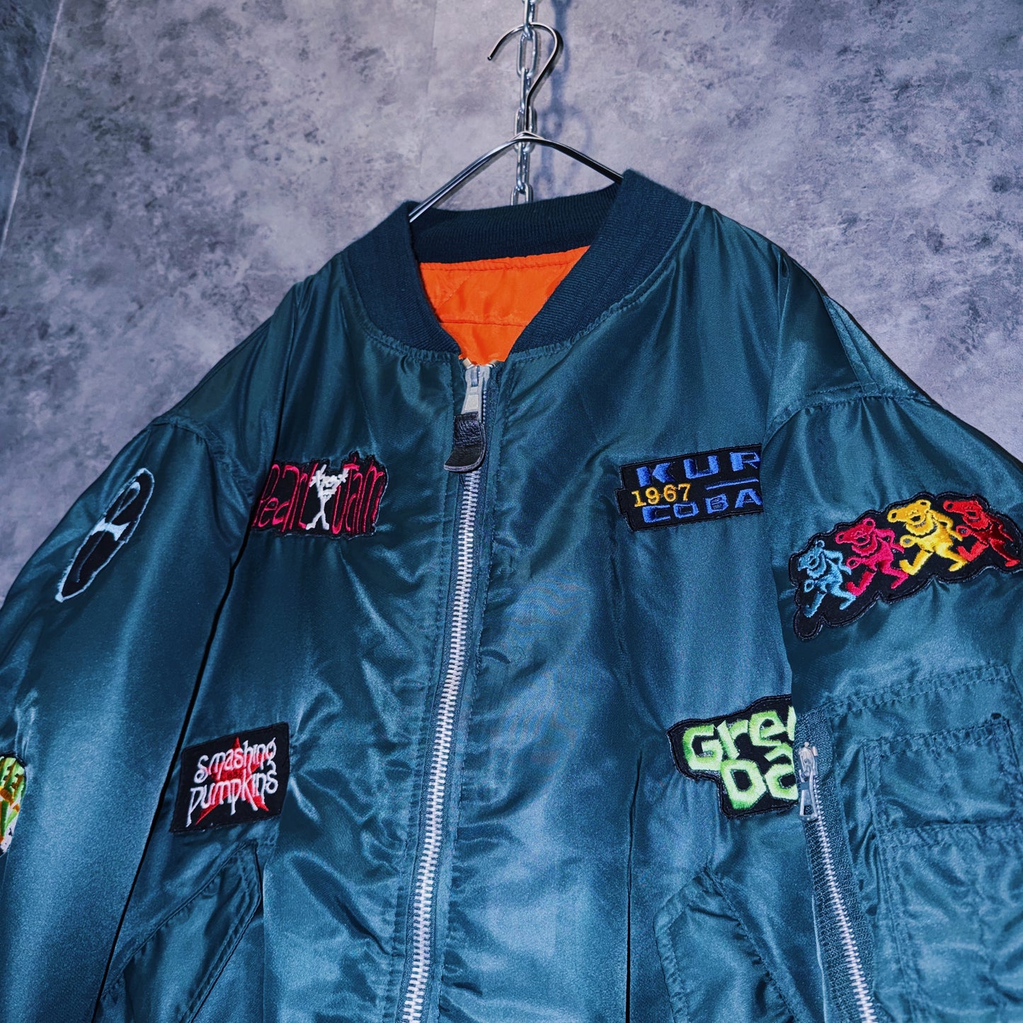 【doppio】vintage band logo patch design MA-1 jacket