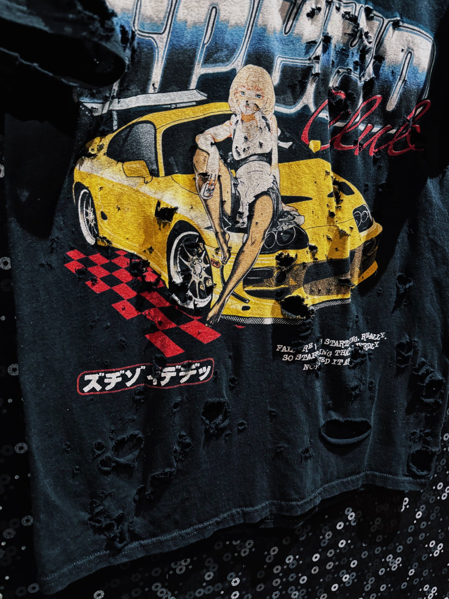【ÆIEM】Natural “boro” Remake SPEED Club Graphic T-shirt