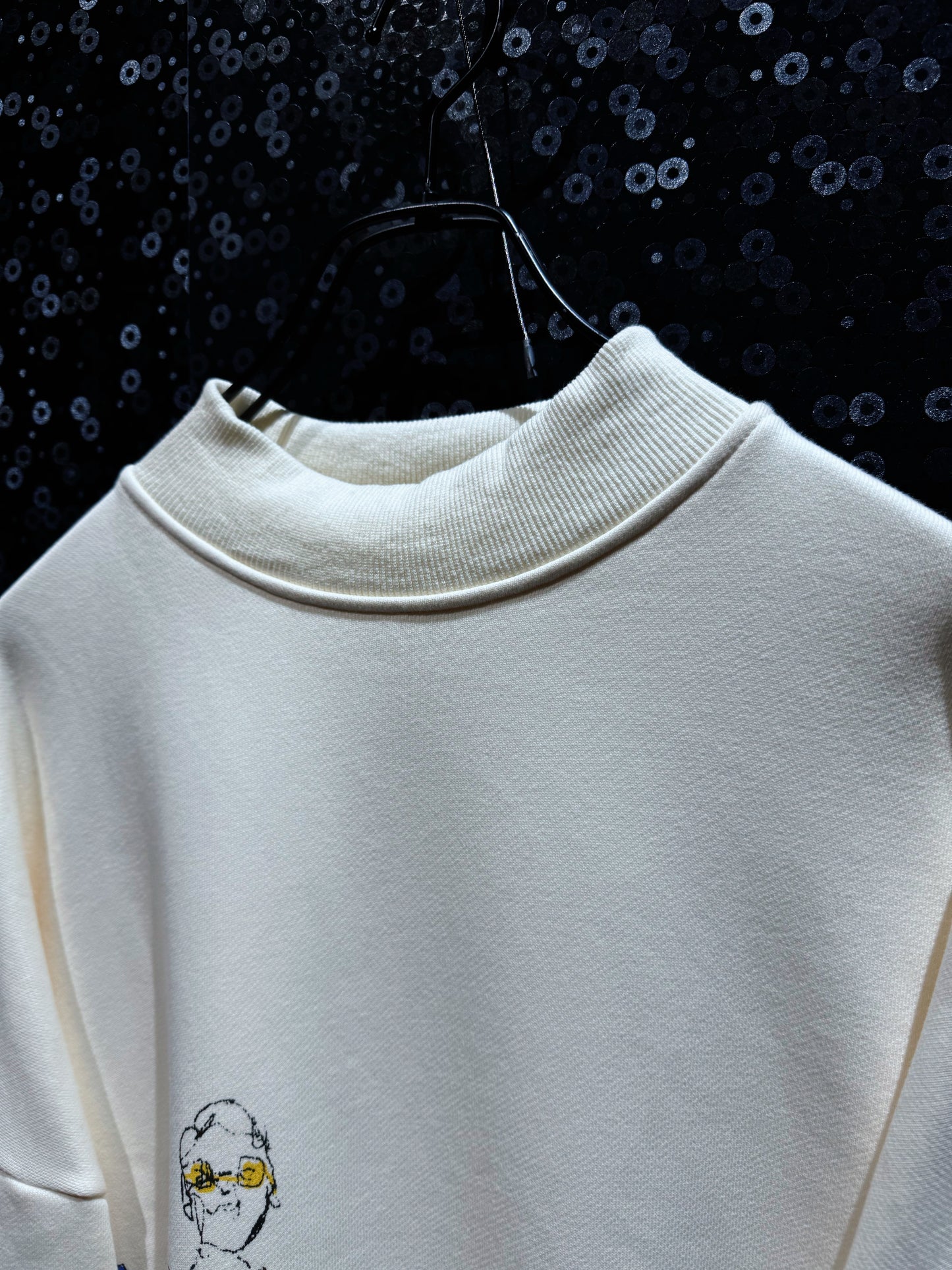 【ÆIEM】Vintage Embroidery Art Mock Neck Sweat