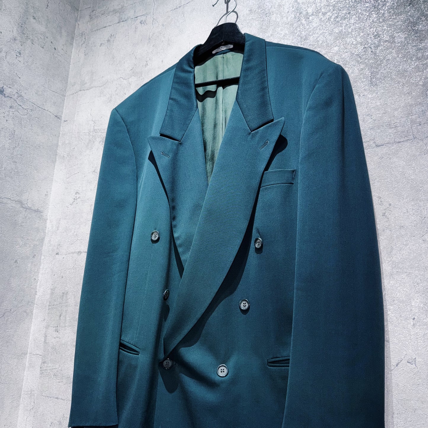 90's teal green color six botão double breasted set up