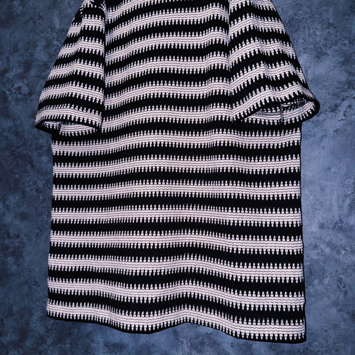 【doppio】vintage wave border design open collar shirt