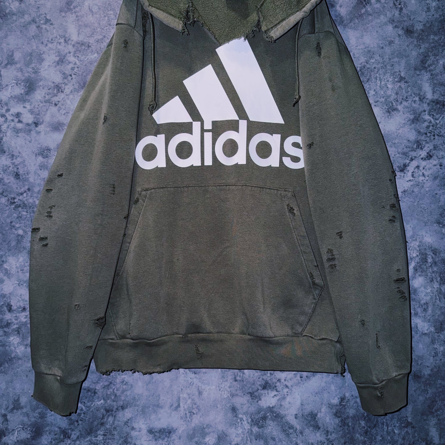 【doppio】90’s vintage “adidas” performance logo design boro custom sweat hoodie