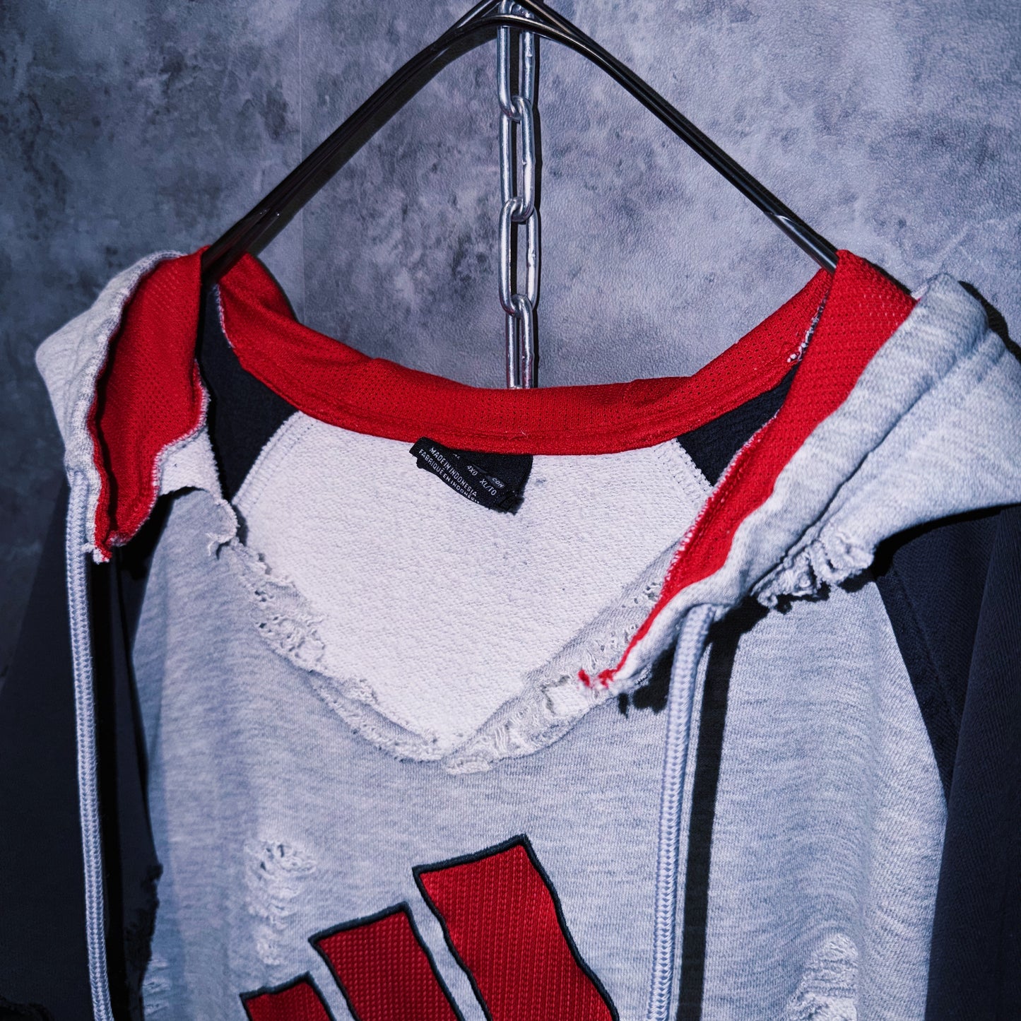 【doppio】vintage “adidas” performance logo embroidery design boro custom sweat hoodie