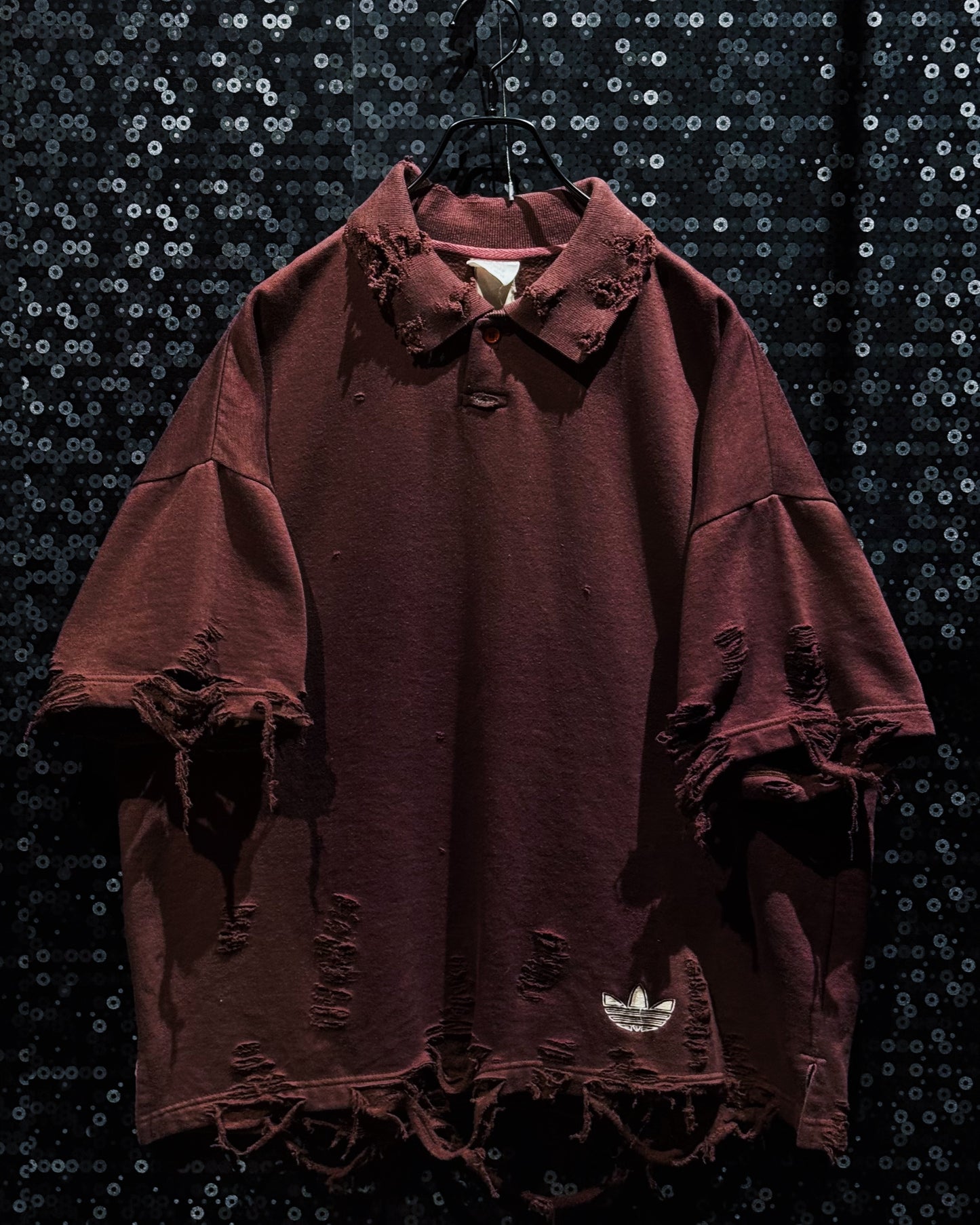 【ÆIEM】original”boro”remake adidas Trefoil Destroy Polo Shirt “BROWN DUST"