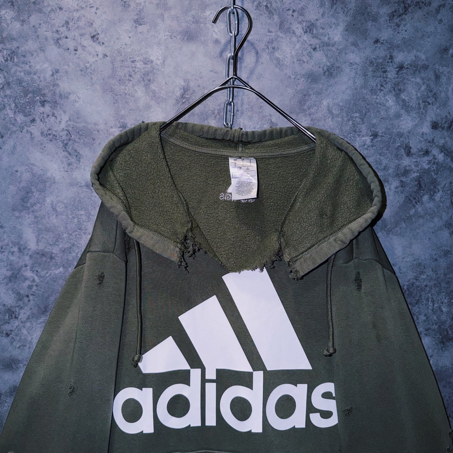 【doppio】90’s vintage “adidas” performance logo design boro custom sweat hoodie
