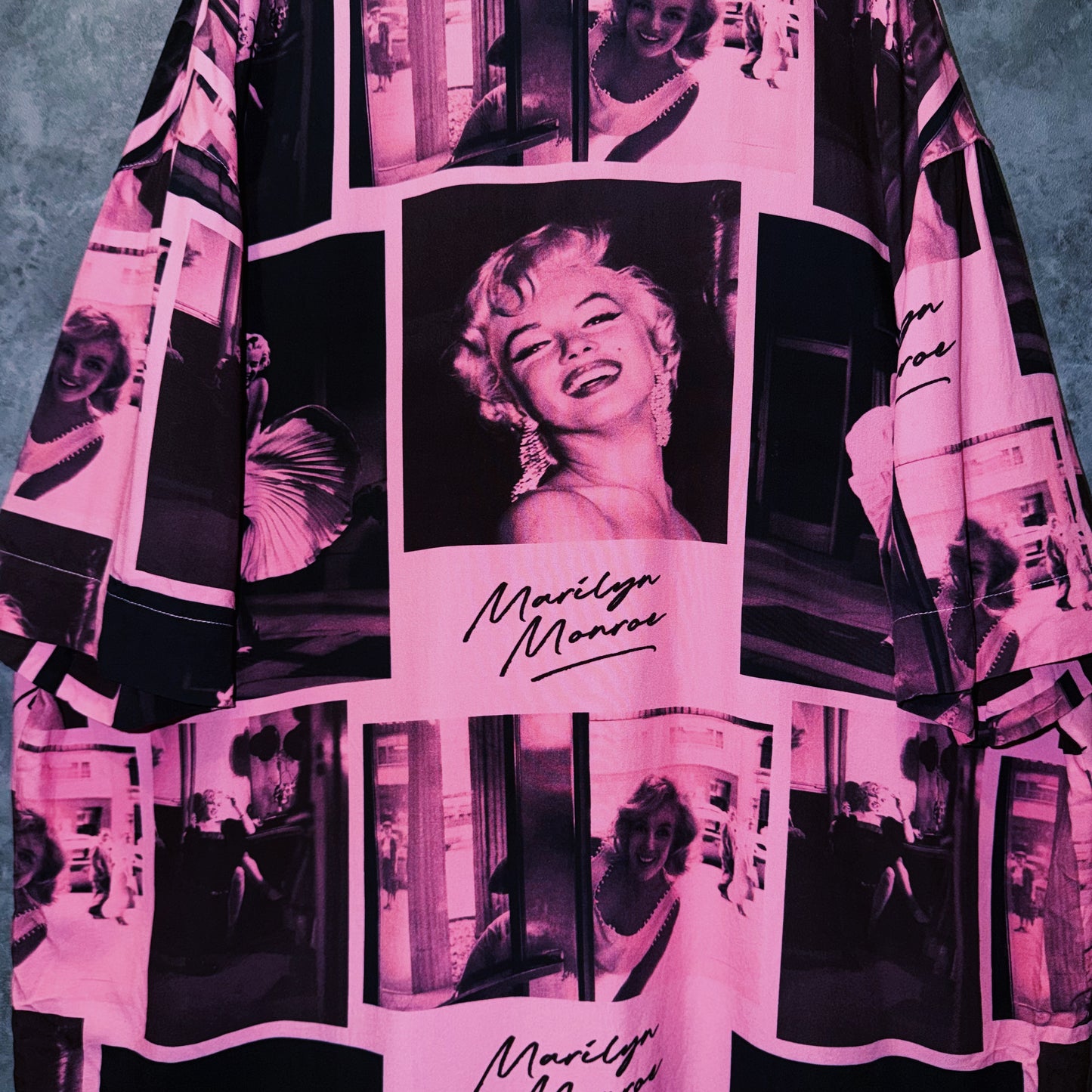 【doppio】vintage “Marilyn Monroe” print design open collar shirt