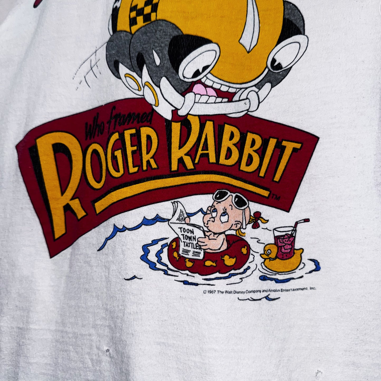 80's"Disney"Who Framed Roger Rabbit Vrooom design vintage T shirt