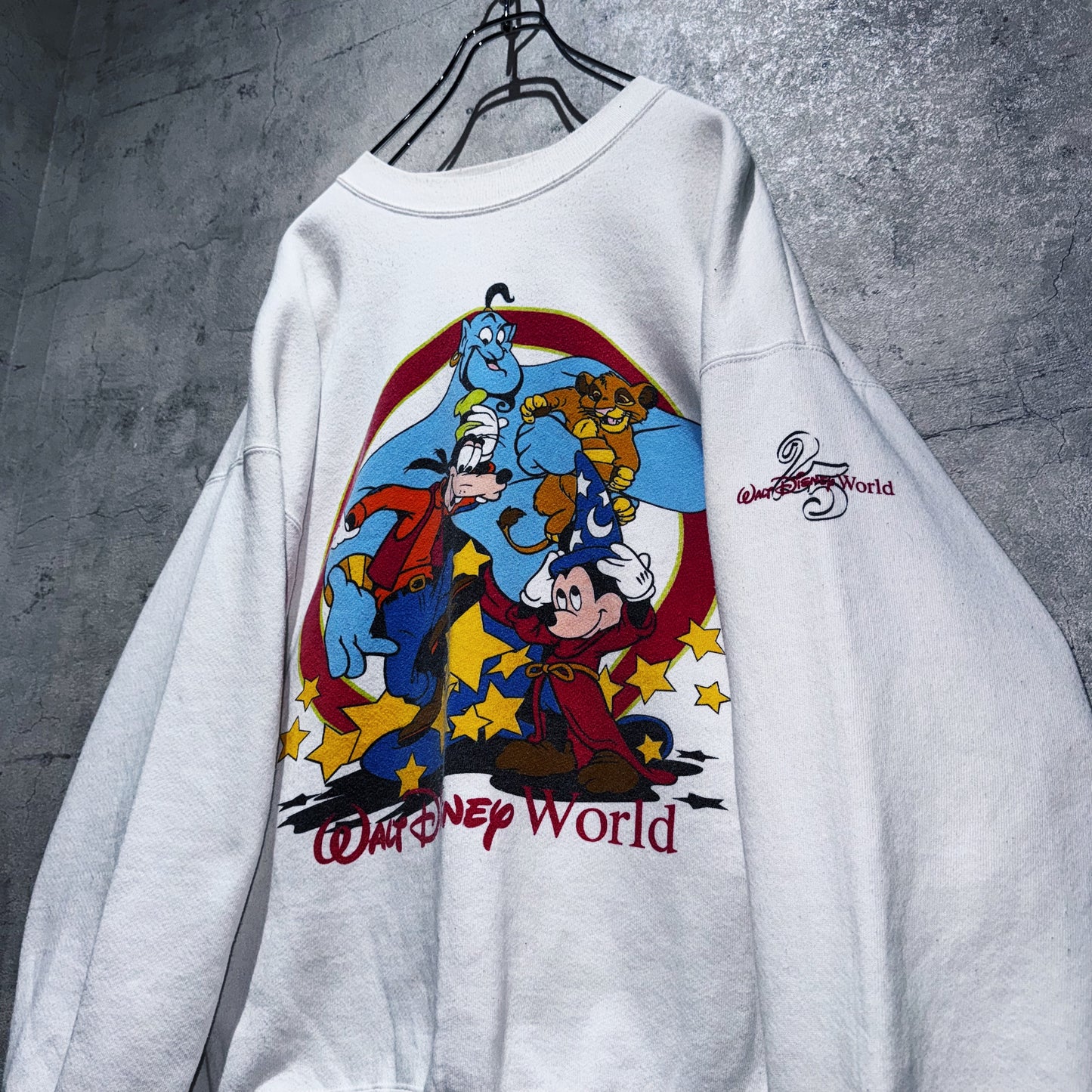 90's"Disney"WDW 25anniversary design characters pullover  sweat